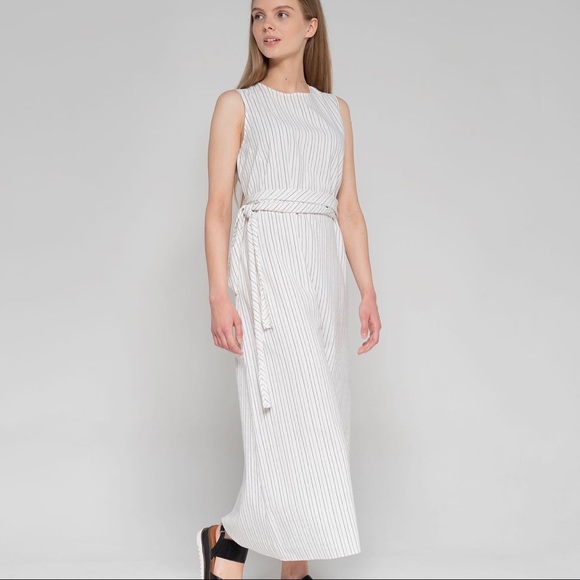 White striped cotton midi dress - Picture 2 of 11